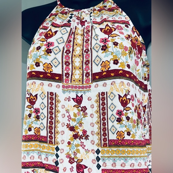 HM COACHELLA OFFICIAL COLLECTION Women's Tank Top Size 6 Keyhole Back Floral - Picture 6 of 9